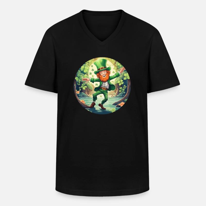Danse trèfle de la Saint-Patrick - T-shirt col V Homme - noir