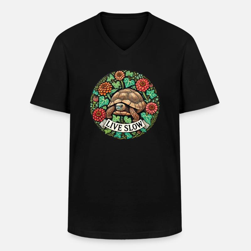 Lebende langsame Schildkröte - Männer-T-Shirt mit V-Ausschnitt - Schwarz