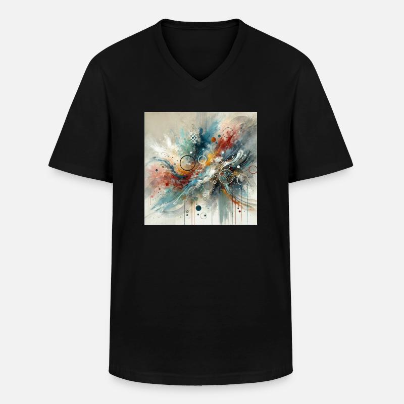 Dynamischer Fluss - Abstraktes Gemälde - Männer-T-Shirt mit V-Ausschnitt - Schwarz