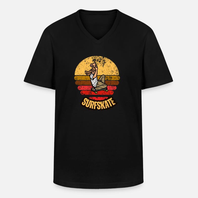 Surfskate - Männer-T-Shirt mit V-Ausschnitt - Schwarz
