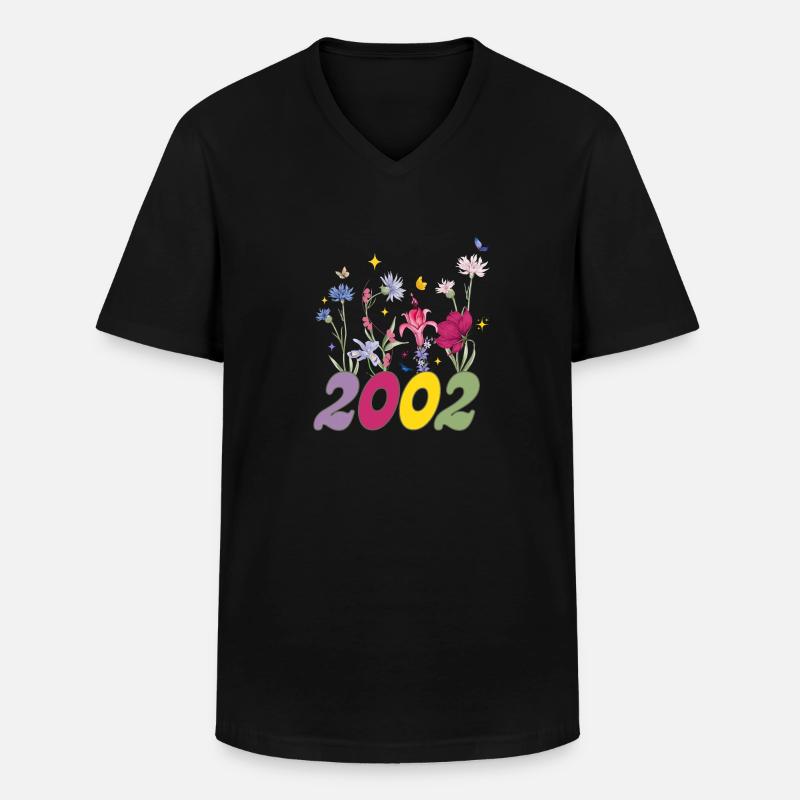 Geburtsjahr 2000 Wildblumen - Männer-T-Shirt mit V-Ausschnitt - Schwarz