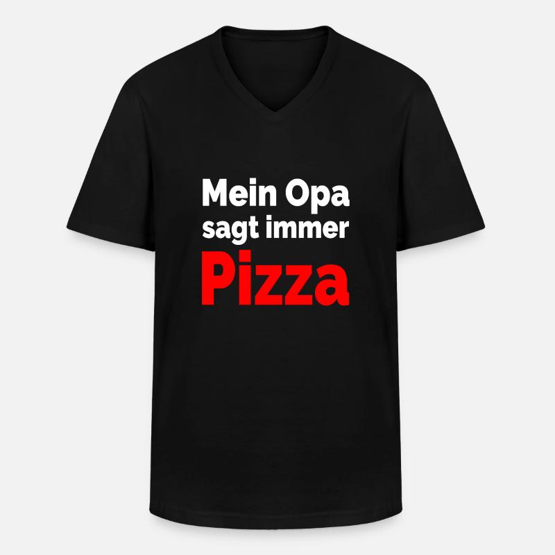 Pizza - Männer-T-Shirt mit V-Ausschnitt - Schwarz