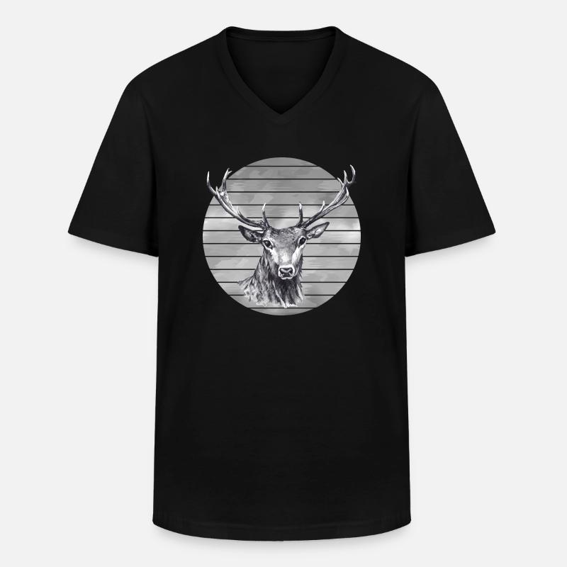 Hirsch - Männer-T-Shirt mit V-Ausschnitt - Schwarz