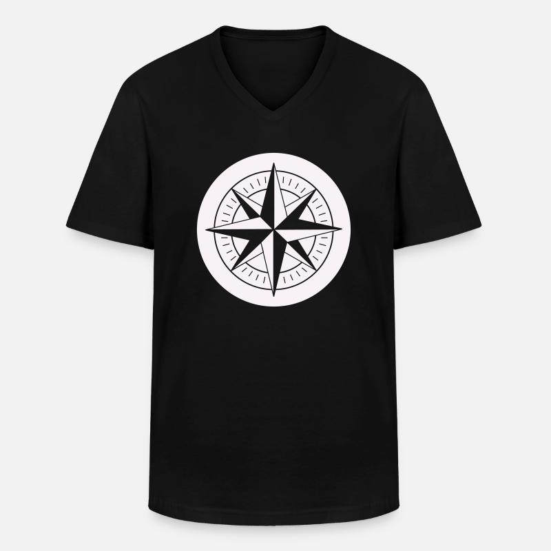 Kompass - Männer-T-Shirt mit V-Ausschnitt - Schwarz