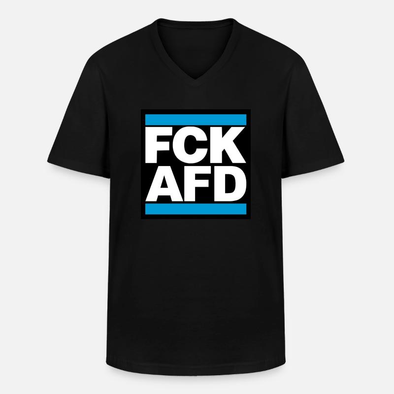 FCK AFD blue capitals - Männer-T-Shirt mit V-Ausschnitt - Schwarz