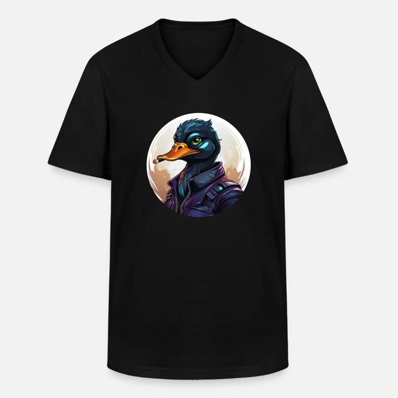 ente mit zigarre - Männer-T-Shirt mit V-Ausschnitt - Schwarz