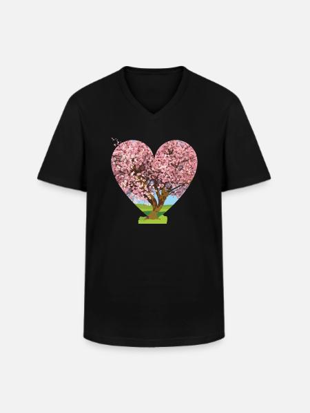 Blossom - Men's V-Neck T-Shirt - black