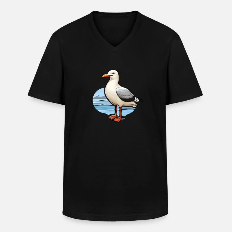 Möwe Seevogel - Männer-T-Shirt mit V-Ausschnitt - Schwarz
