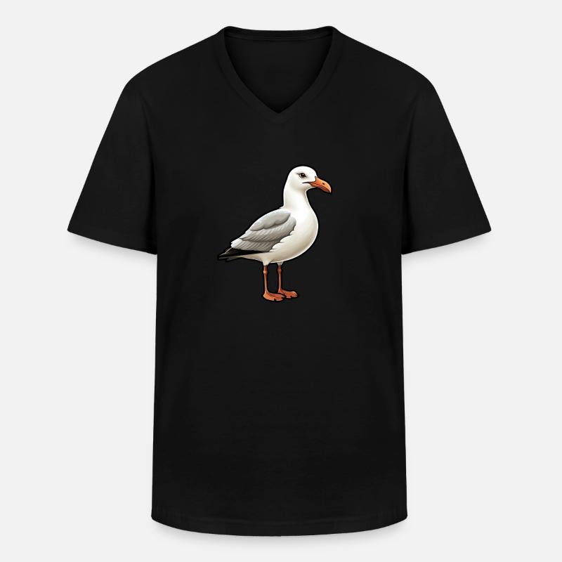 Möwe Seevogel - Männer-T-Shirt mit V-Ausschnitt - Schwarz