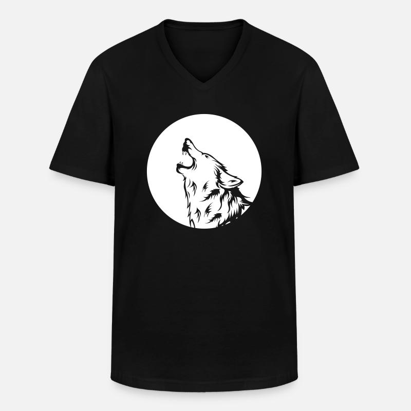 wolf - Männer-T-Shirt mit V-Ausschnitt - Schwarz