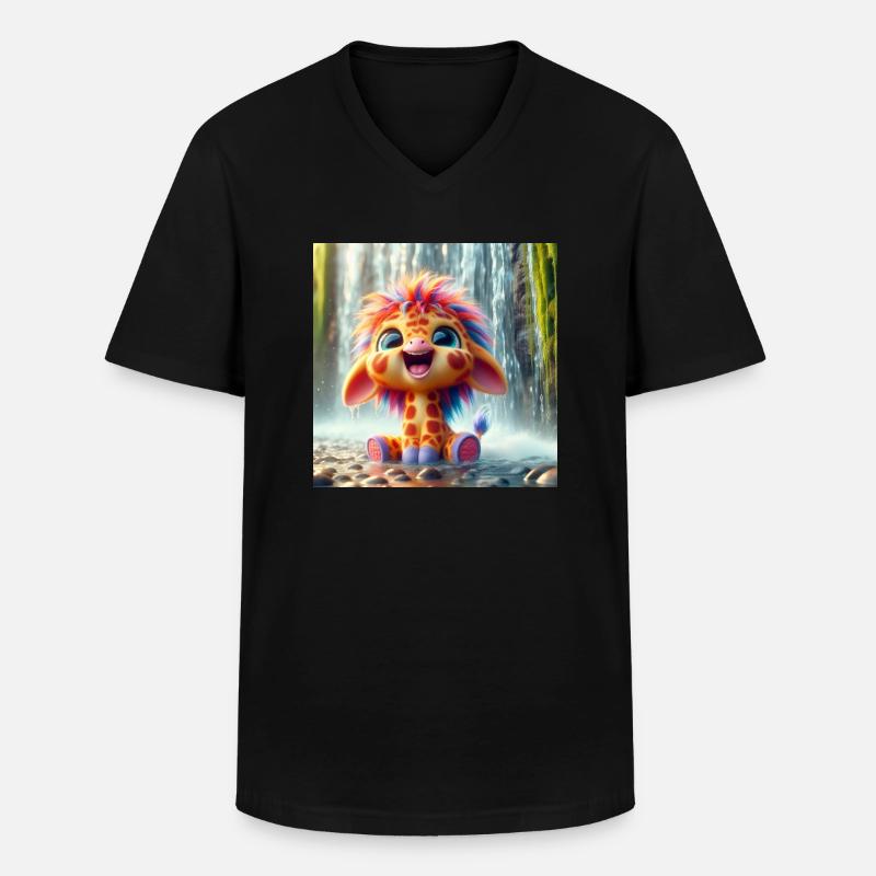 giraffewasserfall - Männer-T-Shirt mit V-Ausschnitt - Schwarz