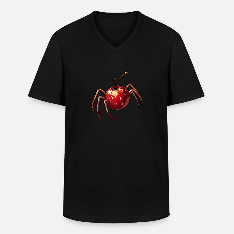 Kirschspinne Kirsche Spinne - Männer-T-Shirt mit V-Ausschnitt - Schwarz