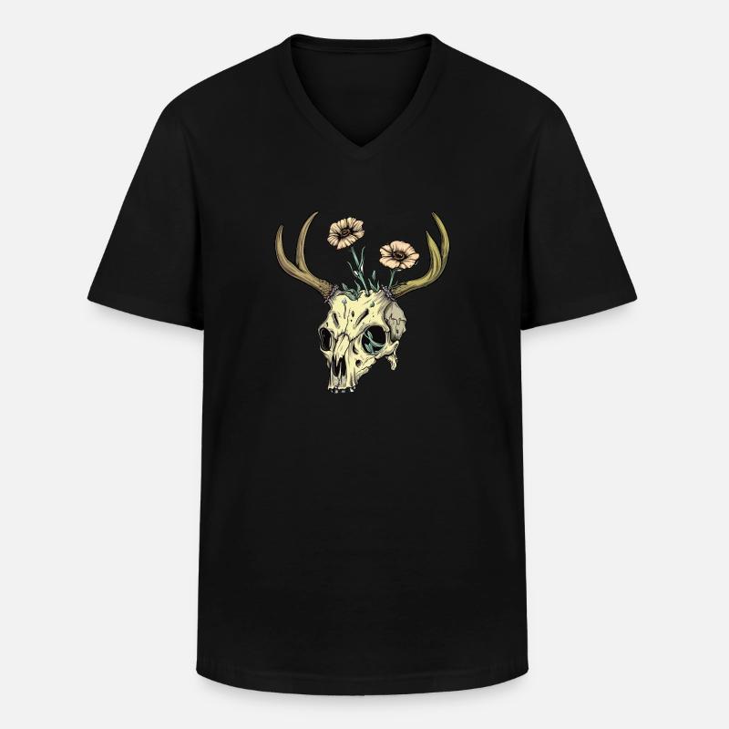 Wendigo Blumen Schädel Wild - Männer-T-Shirt mit V-Ausschnitt - Schwarz