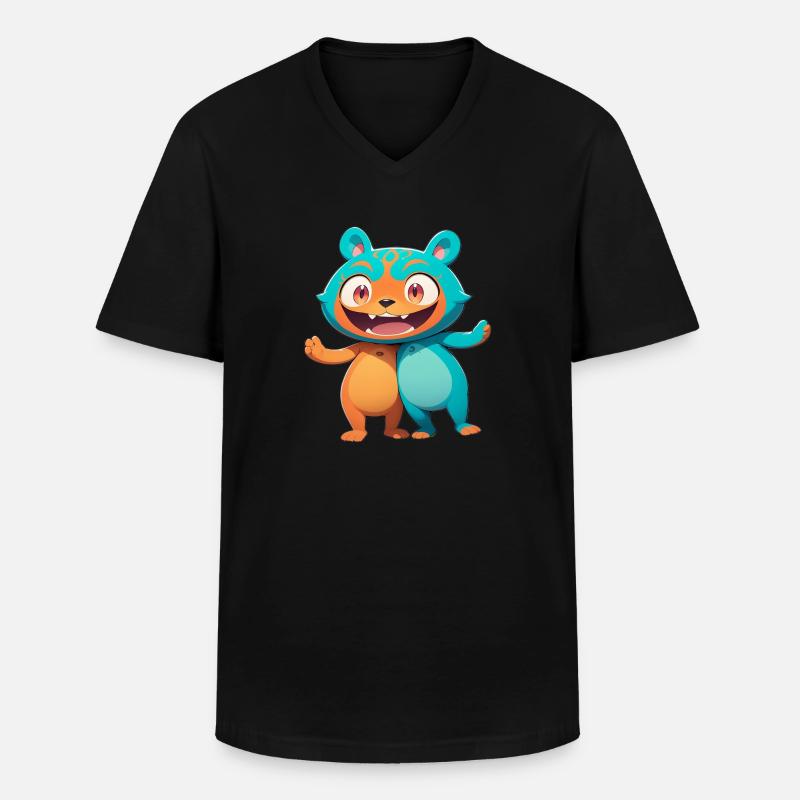 Waldmonster 0790895 - Männer-T-Shirt mit V-Ausschnitt - Schwarz