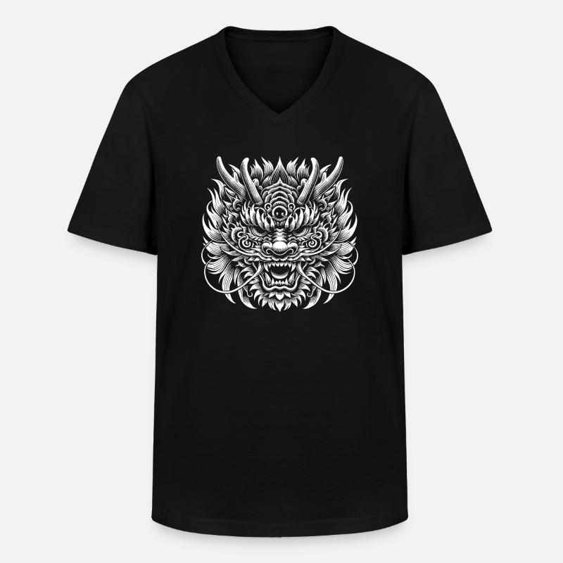Drachenmaske - Männer-T-Shirt mit V-Ausschnitt - Schwarz