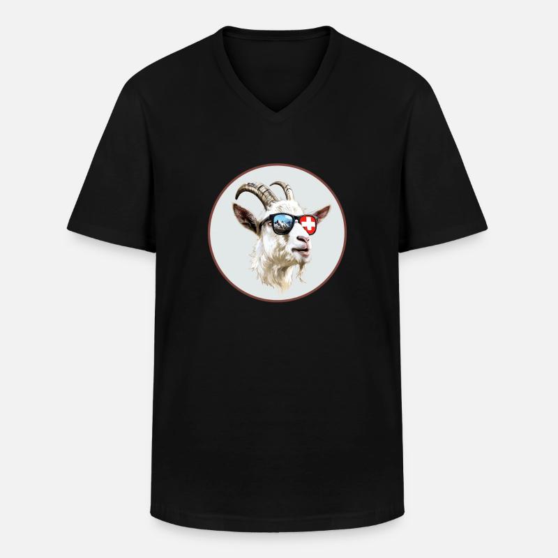 Schweiz Ziege - Männer-T-Shirt mit V-Ausschnitt - Schwarz