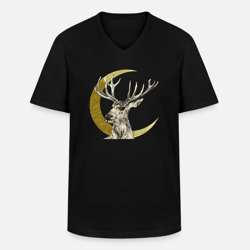 Hirsch - Männer-T-Shirt mit V-Ausschnitt - Schwarz