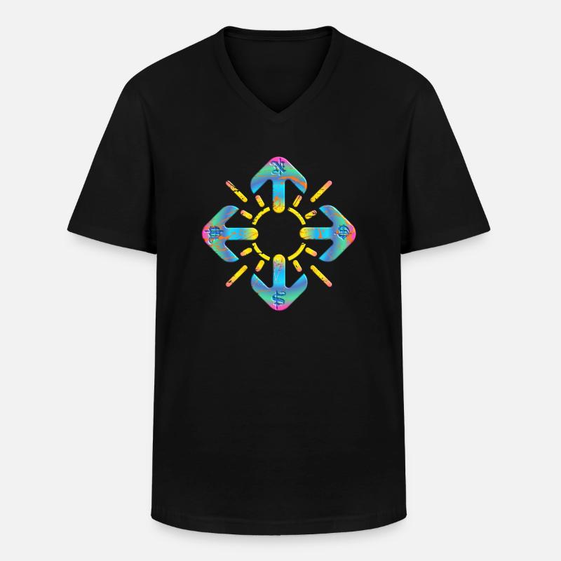 Kompass - Männer-T-Shirt mit V-Ausschnitt - Schwarz