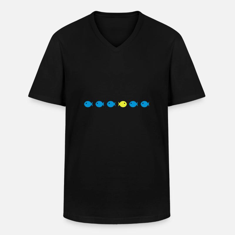fische_2 - Männer-T-Shirt mit V-Ausschnitt - Schwarz