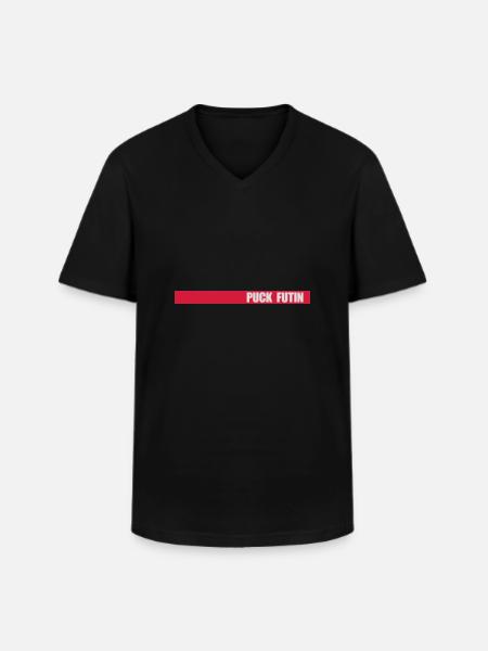 puck futin logo design - Men's V-Neck T-Shirt - black