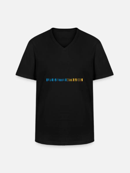 better with a dog - Men's V-Neck T-Shirt - black