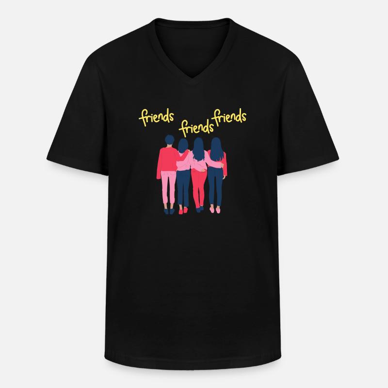 Freunde, Freunde, Freunde - Männer-T-Shirt mit V-Ausschnitt - Schwarz