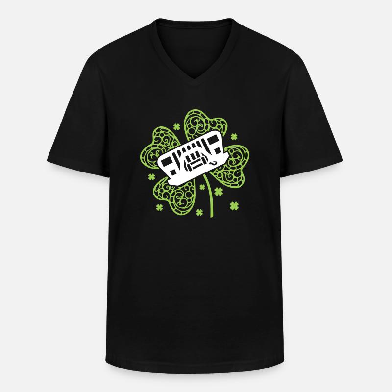 Shamrock Jeep - Männer-T-Shirt mit V-Ausschnitt - Schwarz
