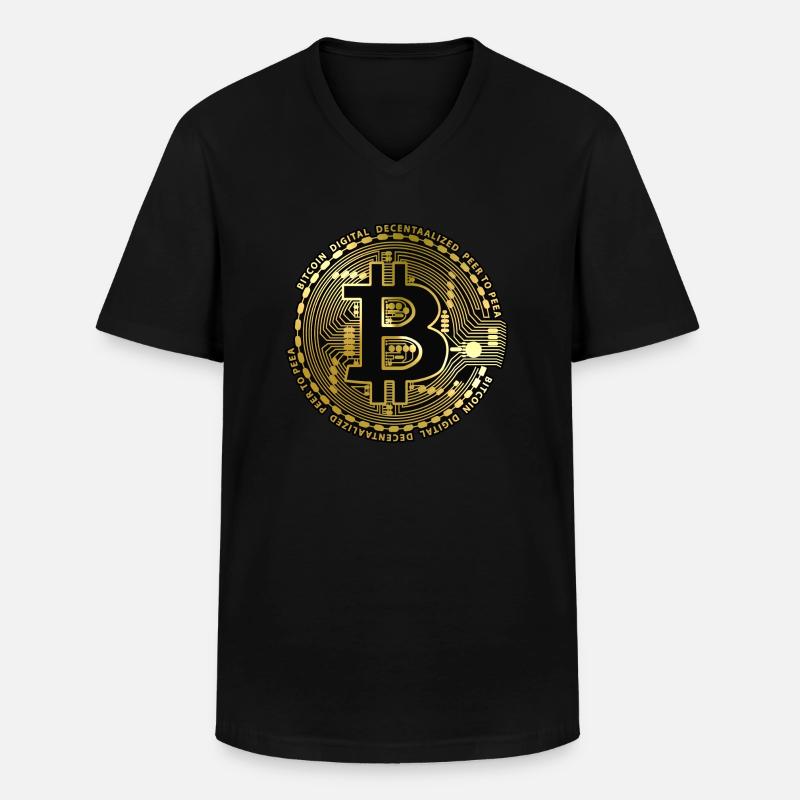 Bitcoin - Maglietta da uomo classica con scollo a V - nero
