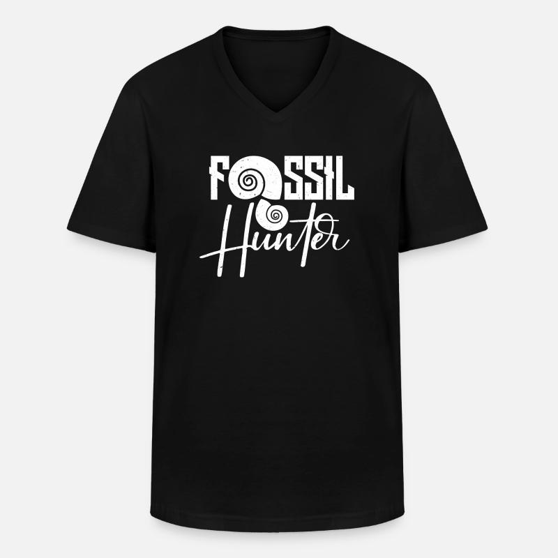 Fossil Hunter - Männer-T-Shirt mit V-Ausschnitt - Schwarz