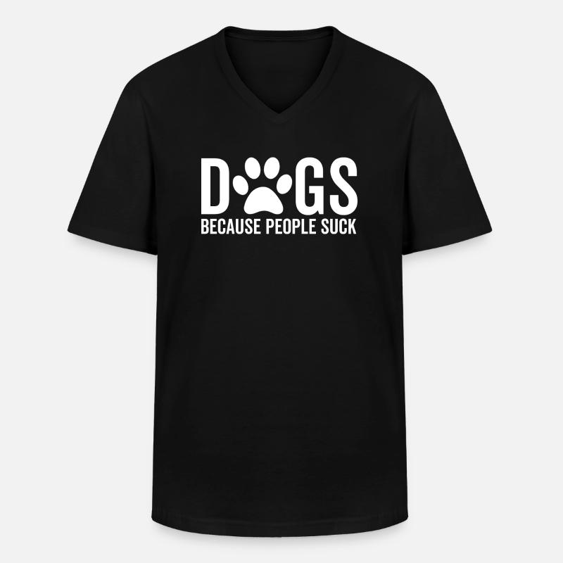 Hunde, weil Menschen sind - Männer-T-Shirt mit V-Ausschnitt - Schwarz