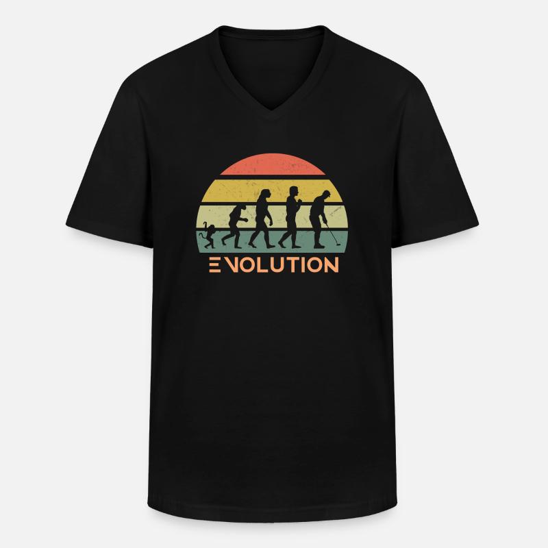 Évolution du golf rétro - T-shirt col V Homme - noir