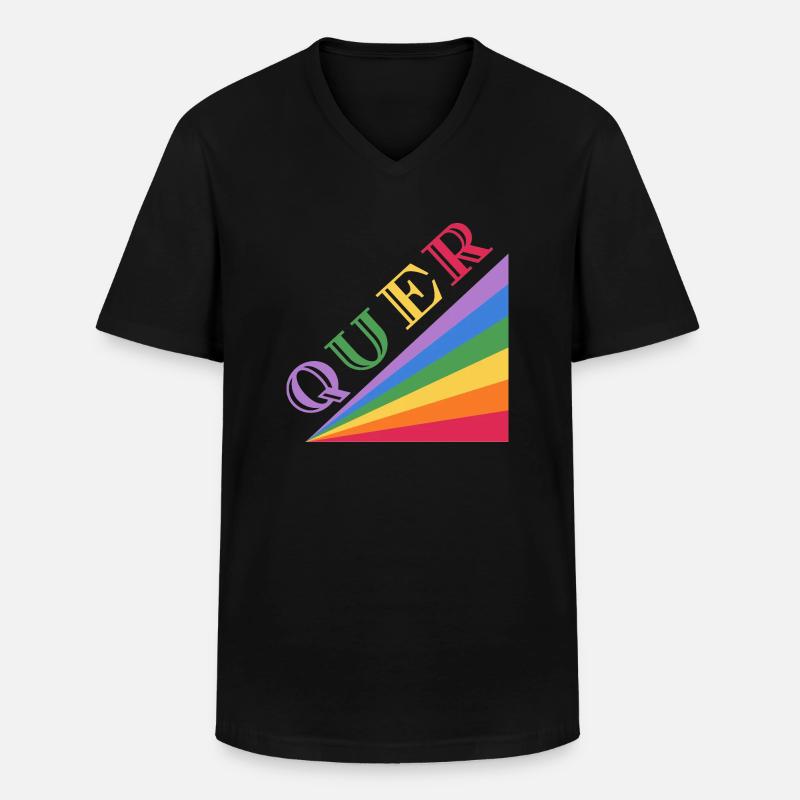 QUER Regenbogen - Männer-T-Shirt mit V-Ausschnitt - Schwarz