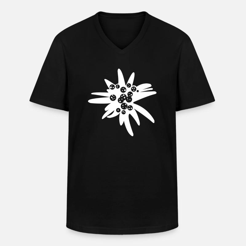 edelweiß - Männer-T-Shirt mit V-Ausschnitt - Schwarz