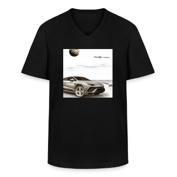 SUV am Strand - Männer-T-Shirt mit V-Ausschnitt - Schwarz - Vorne - AI Model Male 178 dark (178cm)