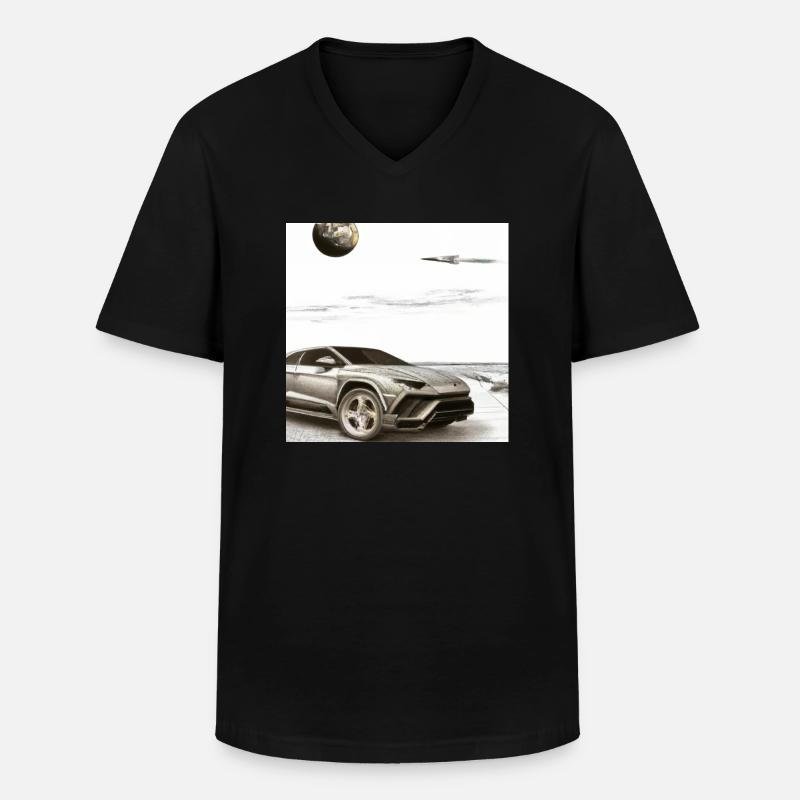 SUV sur la plage - T-shirt col V Homme - noir