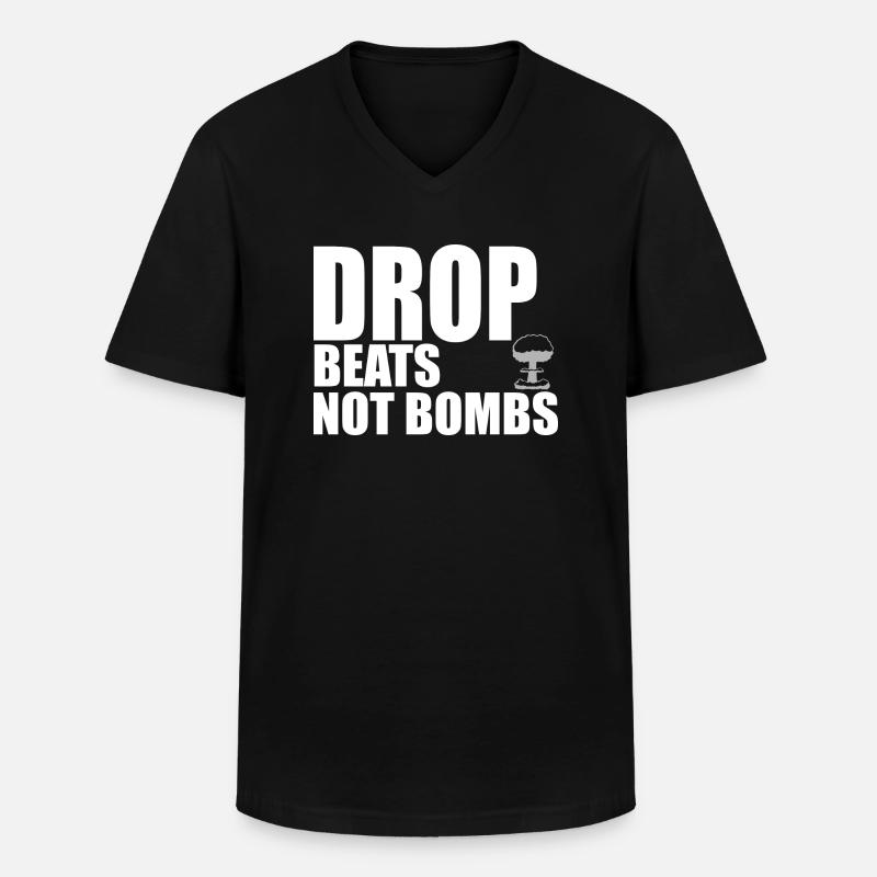 Drop Beats Zitat - Männer-T-Shirt mit V-Ausschnitt - Schwarz