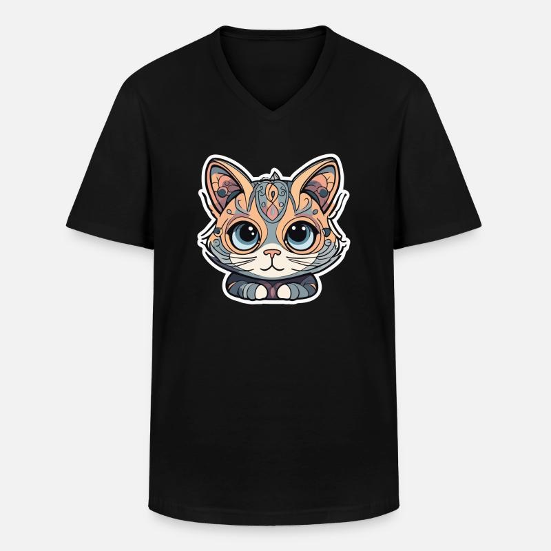 Steampunk Cat - Männer-T-Shirt mit V-Ausschnitt - Schwarz