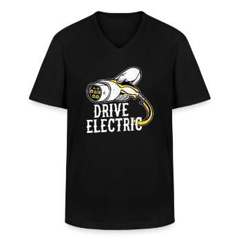 Drive Electric Charge Car EV Driver - Men's V-Neck T-Shirt - black - Front - AI Model Male 178 dark (178cm)