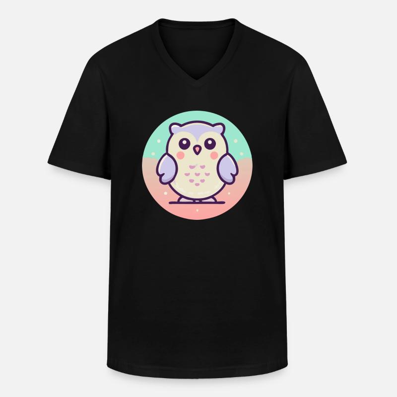 Eule - Männer-T-Shirt mit V-Ausschnitt - Schwarz