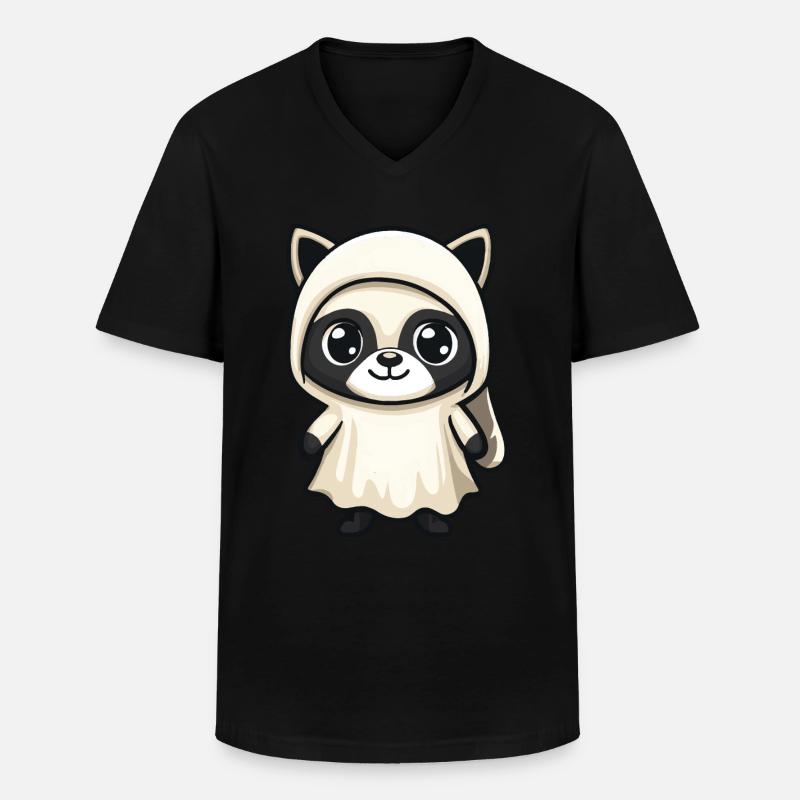Waschbär Halloween Comic Geist - Männer-T-Shirt mit V-Ausschnitt - Schwarz