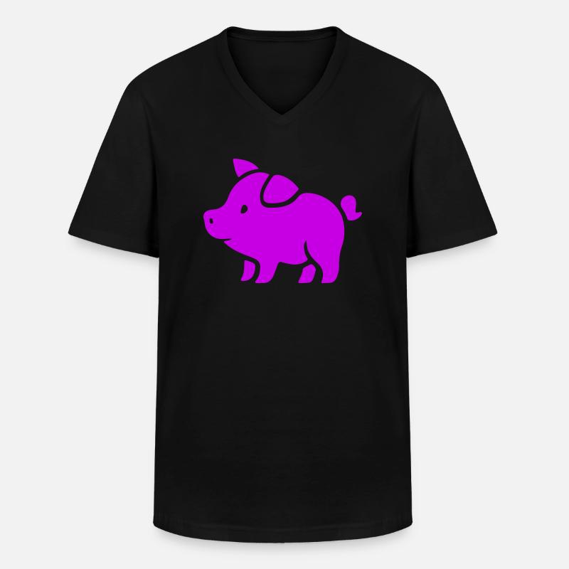 Schweinchen Pink Sau Eber - Männer-T-Shirt mit V-Ausschnitt - Schwarz