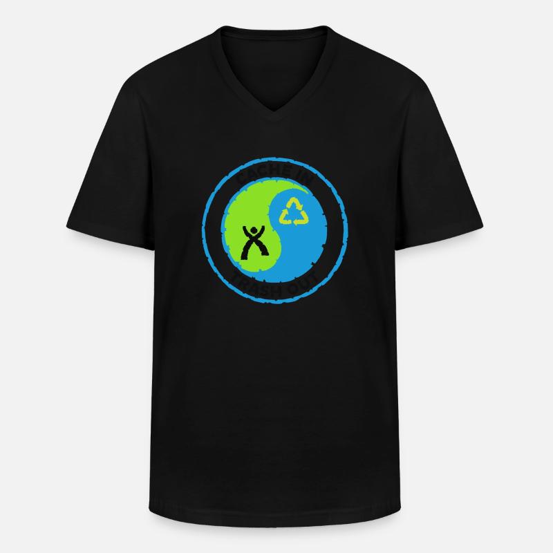 Cache in Trash out - Männer-T-Shirt mit V-Ausschnitt - Schwarz