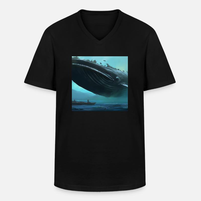 Wal schwebt am Himmel - Männer-T-Shirt mit V-Ausschnitt - Schwarz