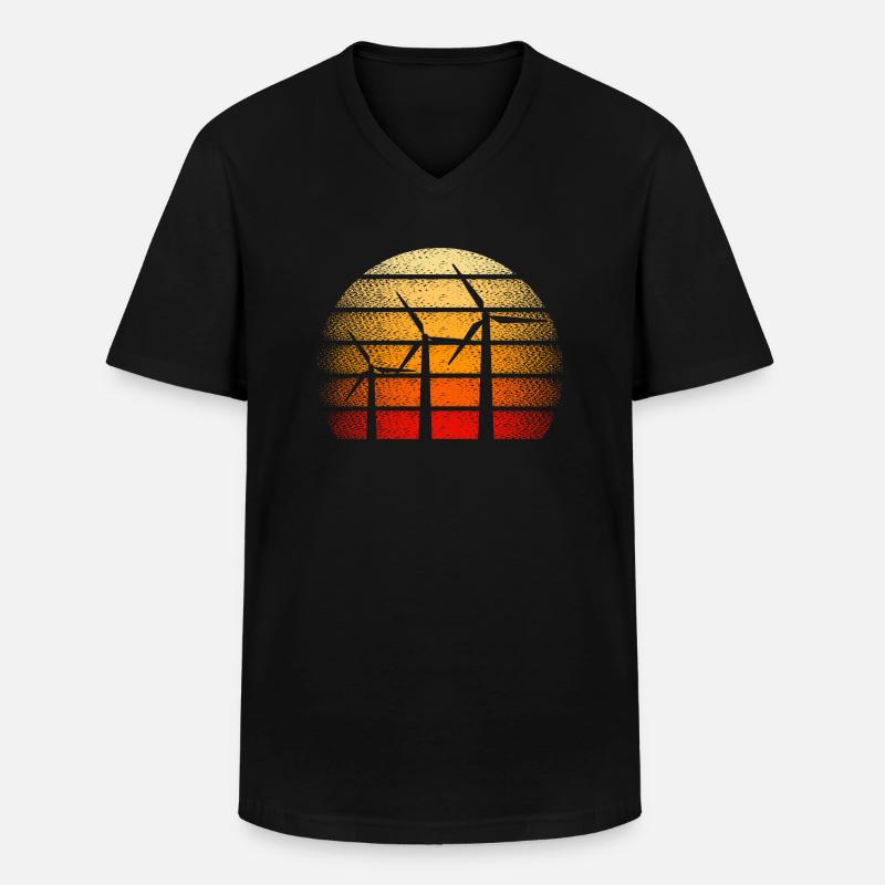 Retro windmill - Männer-T-Shirt mit V-Ausschnitt - Schwarz