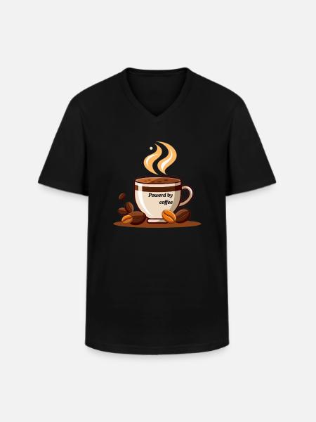 Powerd by coffee - Männer-T-Shirt mit V-Ausschnitt - Schwarz