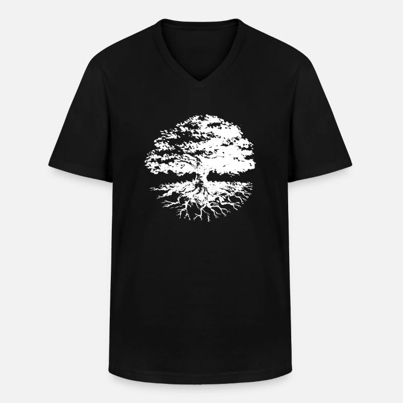 Tree Circle (w) - Männer-T-Shirt mit V-Ausschnitt - Schwarz