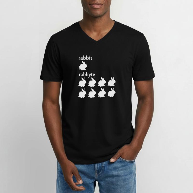 Programmer computer scientist byte rabbit gift Men's V-Neck T-Shirt