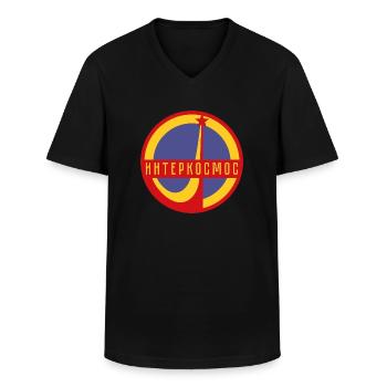 Intercosmos Sputnik space USSR gift - Men's V-Neck T-Shirt - black - Front - AI Model Male 178 dark (178cm)