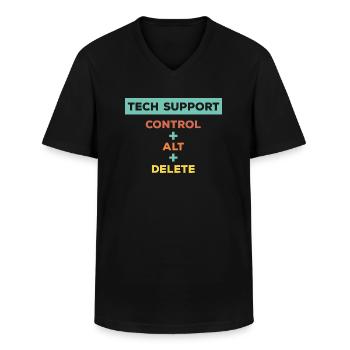 Ctrl Alt Delete Tech Support - Men's V-Neck T-Shirt - black - Front - AI Model Male 178 dark (178cm)