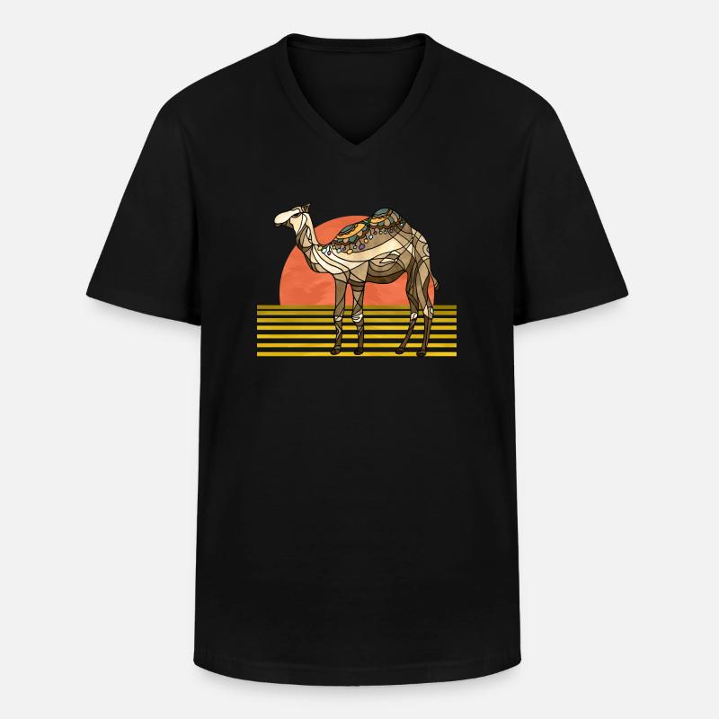 Kamel - Männer-T-Shirt mit V-Ausschnitt - Schwarz